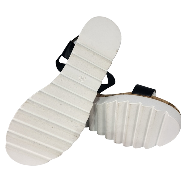 Sun + Stone Melanyy Faux Leather Slip-on Flatform Sandals Black 8.5 - Picture 4 of 4